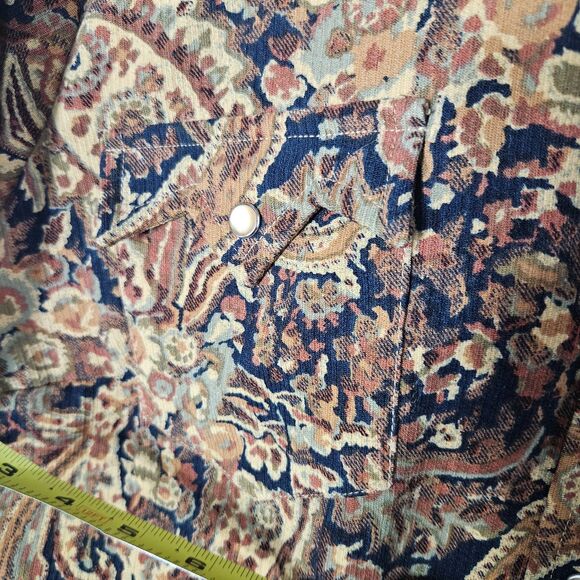 VTG Snap Front Western Shirt Micro Velvet Paisley Rib texture Sz L Studio West - Picture 4 of 7